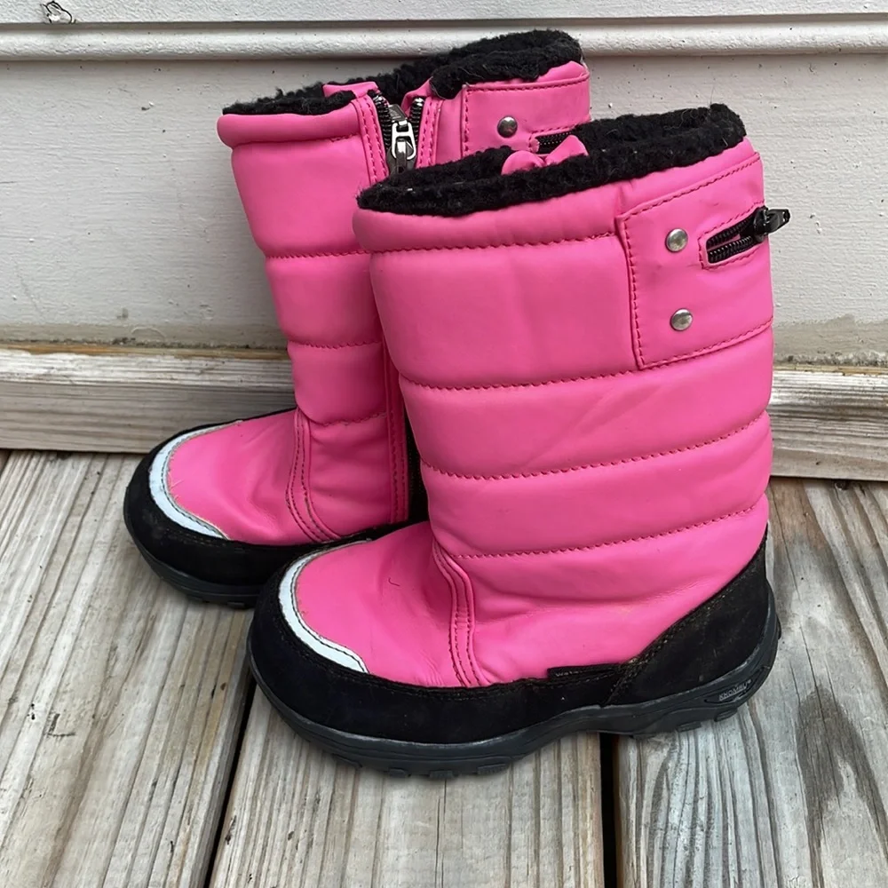 Khombu Girls Pink Waterproof Winter Snow Boots Insulated Youth Size 11M